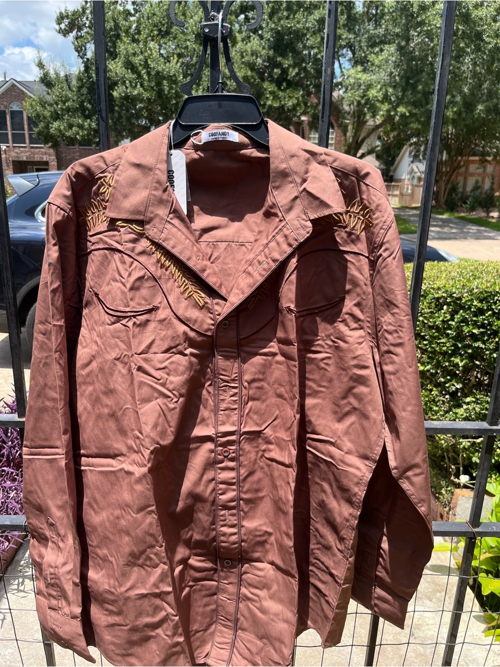 Gorgani Rust Brown Men's Casual Button-Down Shirt